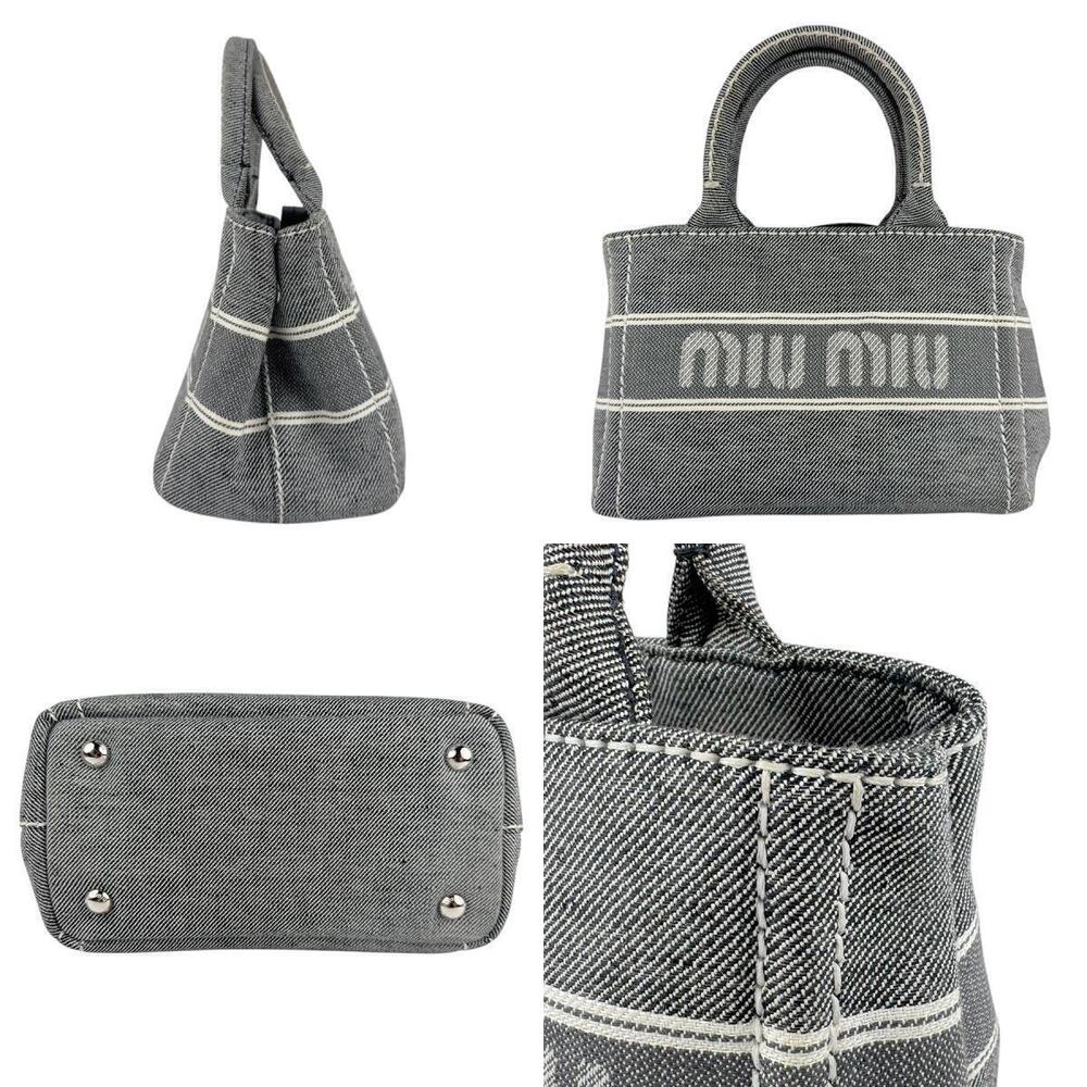 Miu Miu Bag gray canvas 2way leather silver off Shoulder white Silver White